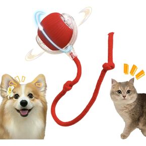 Interactive Cat Toy,Electric Dog Ball Toy,Cat Toys for Indoor Cats,Chewie Viral Dog Ball,Adjustable Sports Rolling Toy,Electric Rolling Ball Christmas Birthday Gift for Pets.(Red)