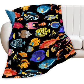 Taimeng Tropical Fish Blanket Fish Decor Pictures Fishing Lover Gift Bedding Blanket Gift for Boys Girls Kids Teens Adults Couch Sofa 40"x50"