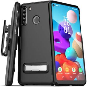 Encased Galaxy A21 Belt Case with Kickstand (2019 Slimline) Ultra Thin Cover with Holster Clip for Samsung A21
