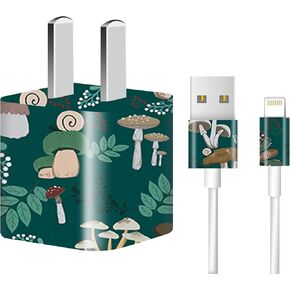 Charger Skin Charger Decal Wrap Compatible with iPhone 5W Charger Wall Charger Stickers Mushroom