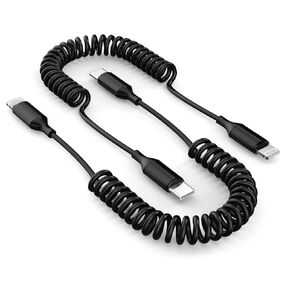 USB Type C to Lightning Cable 6FT 2Pack, [Apple MFi Certified] Coiled iPhone Charger Fast Charging for Car, Short USB C iPhone Cord Compatible for iPhone 14 13 12 11 Pro Max XS XR X 8 7 CarPlay, Black