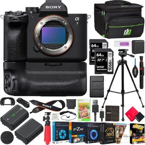 Sony a7 IV Full Frame Mirrorless 33MP Alpha Interchangeable Lens Camera Body ILCE-7M4/B Bundle with VG-C4EM Vertical Grip + Deco Gear Case + Tripod + Extra Battery, Dual Charger and Accessories