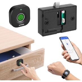Bluetooth Fingerprint Cabinet Lock with Phone/Watch App Unlock, Smart Biometric Cabinet Lock, Keyless Hidden File Drawer Wardrobe Lock, Child Safety Electric Fingerprint Lock,DIY Wooden Furniture Lock