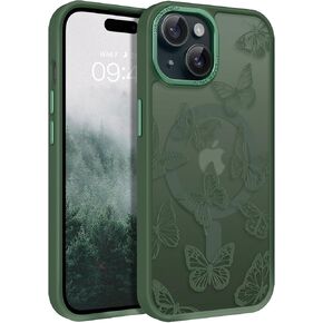 BENTOBEN for iPhone 15 Plus Case,Cute Butterfly Pattern iPhone 15 Plus Magnetic Case [Compatible with MagSafe] Translucent Matte Slim Women Girl Protective Case for iPhone 15 Plus 6.7", Black