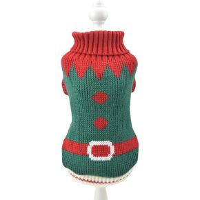 Christmas Dog Xmas Sweaters,Santa Claus Costume for Small Medium Dog,Pet Cat Winter Knitwear Hoodie Clothes for Dachshund Yorkie Corgi (Large, Green)