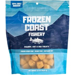 Frozen Coast Freeze-Dried Wild-Caught Salmon Cat & Dog Treats-High-Protein, Omega-3, Grain-Free, Supports Healthy Skin & Coat (2.5 oz-Bag)