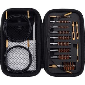 Gun Cleaning Kit .17 .22 .243 .280 .30 .40 .45 12GA Multi-Caliber with Bronze Bore Brushes, Brass Loop and Gun Cleaning Pick