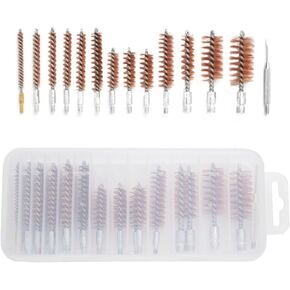 29 Pieces Nylon Cotton Mops Bronze Bristle Gun Cleaning Bore Brush for Rifle Pistol Shotgun .17 .22 .30 .357/9MM .38 .40 .45 .50 410GA 12GA 20GA in Organized Storage Box (Nylon Brushes)