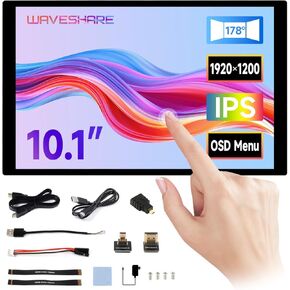 Waveshare 10.1inch High Resolution Capacitive Touch Display, Compatible with Raspberry Pi 5/4B/3B/Zero/Zero W/Zero 2W/Pico/Pico, Supports Windows and Jetson Nano, IPS Display, 10-Point Touch