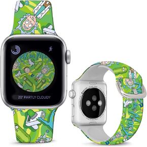 Compatible with Apple Watch Band Rick and Morty 38mm/40mm/41mm/42mm(Series10) Soft Silicone Magic Fancy Strap Compatible with iWatch Series SE 10 9 8 7 6 5 4 3 2 1 Kids Men Women