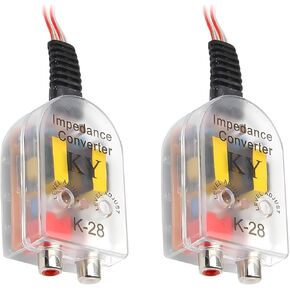 Pack-2 Car CD Player High and Low Modified Audio Wiring, High to Low Frequency Output Converter, Speaker Output to RCA Line Control Audio Signal Adapter, Universal for Cars (Transparent)