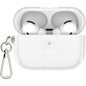 kate spade new york AirPods Pro Protective Case with Keychain Ring -That Sparkle Silver, Compatible with AirPods Pro 2nd / 1st Generation