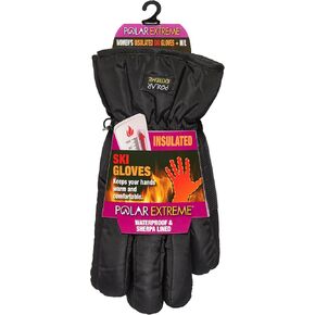 قفاز تزلج نسائي مقاوم للماء مبطن بقماش الشيربا M/L- أسود من HEAT in Kuwait