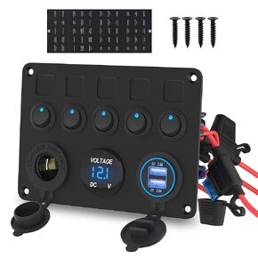 8 Gang Switch Panel RGB LED Light Switch Panel Multifunction Toggle/Momentary/Pulsed Touch Control Switch Pod Box for Truck Jeep UTV ATV Marine Boat