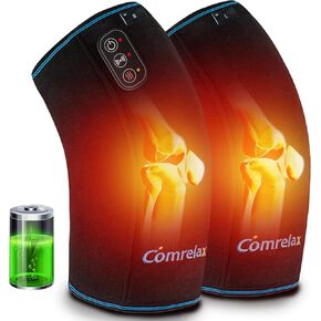 Cordless Knee Massager with Heat & Vibration, Rechargeable Knee Brace for Women Men, Knee Heating Pad for Pain Relief Deep Tissue, Knee Wrap Warmer for Men Women Elders, Leg Massager with Battery