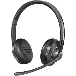 سماعة رأس لاسلكية مع ميكروفونات مزدوجة لإلغاء الضوضاء، سماعة رأس بلوتوث من الفئة 1 مع زر كتم الصوت، وقت التحدث لأكثر من 30 ساعة للعمل المنزلي في المكتب مع الفرق/التكبير/التصغير/الكمبيوتر المحمول والكمبيوتر اللوحي الذكي من Skype in Kuwait