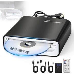 CD Player for Car with USB & AUX Ports, Upgraded Portable External CD DVD Player for Car Laptop Desktop TV Mac Computer, with Extra USB Extension Cable