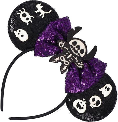 Leziazany Maleficent Ears Headband,Sequin Mouse Ears Headband Maleficent Costume Headwear for Halloween &Disney Trip in Saudi Arabia