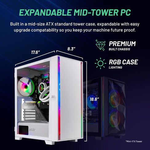 كمبيوتر سطح المكتب Skytech Shiva للألعاب، Ryzen 7 7700X 4.5 جيجا هرتز (5.4 جيجا هرتز Turbo Boost)، NVIDIA RTX 4060 8 جيجا GDDR6X، 2 تيرابايت SSD، 16 جيجا DDR5 RAM 5200، 650 وات GOLD PSU، 360 مم ARGB AIO، Wi-Fi، Win 11 Home in Kuwait