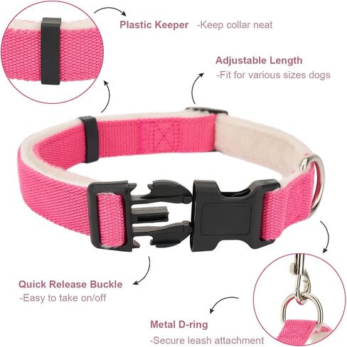 Hemp Dog Collar with Fleece Padded Soft Warm Furry Dog Collars for Small Medium Large Dogs,Blue,Large in Saudi Arabia