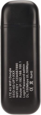 راوتر بطاقة SIM 4G LTE، راوتر USB بسرعة 150 ميجا بت في الثانية، يدعم ما يصل إلى 10 مستخدمين، راوتر سفر محمول للسفر على الطريق والعطلات والتخييم (أسود) in Kuwait