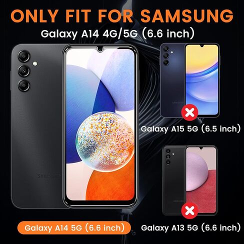 BNCHI 3+3 Pack for Samsung Galaxy A14 5G Privacy Screen Protector with 3 Pack Camera Lens Protector, Anti-Spy Tempered Glass Film, Anti-Scratch, Touch Sensitive, Case Friendly in Saudi Arabia