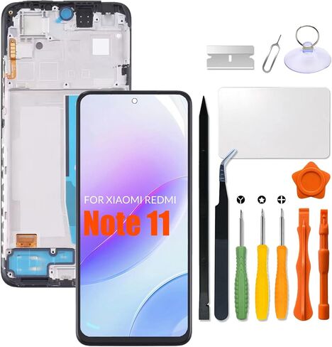 بديل لشاشة Xiaomi Redmi Note 11 LCD مع إطار لـ Redmi note11 2201117TG | 2201117TI | 2201117TY | 2201117TL LCD مجموعة المحولات الرقمية لشاشة تعمل بلمس مع طقم تصليح in Saudi Arabia