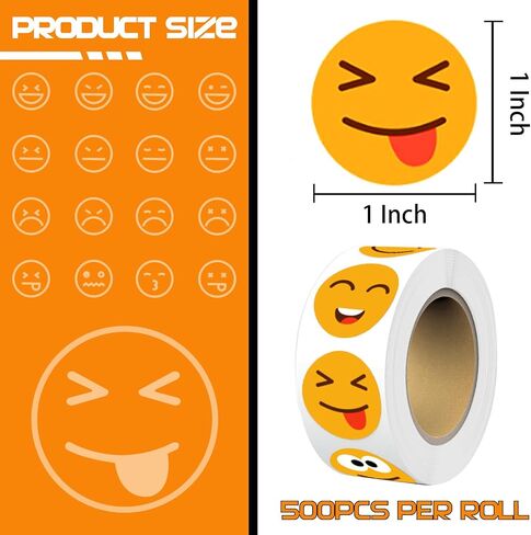 1500 PCS Smiley Face Stickers Teachers Reward Stickers for Classroom 8 Colors Style Incentive Stickers Behavior Chart Stickers (1" Each, 3 Rolls) in Saudi Arabia