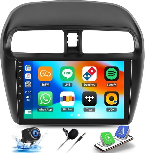 SIXTOP [2+64G] ستيريو سيارة Android لـ Mitsubishi Mirage 2012-2018 ترقية استبدال راديو Carplay Android Auto Mirror Link 30 سمة 9 بوصة تعمل باللمس وحدة رئيسية FM GPS بلوتوث + كاميرا احتياطية وميكروفون in Saudi Arabia