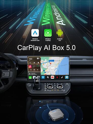 Magic Carplay Box AI 5.0، محول Carplay اللاسلكي Android 13.0 QCM 6125 8-Core 8+128GB، حصريًا لسيارات CarPlay السلكية OEM، استمتع بالبث عبر الإنترنت من YouTube وNetflix وGoogle Store! فضي in Kuwait