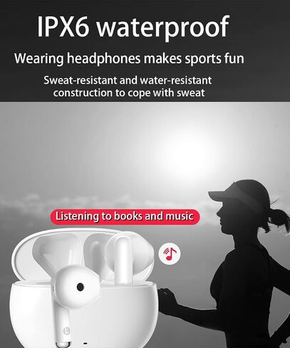Wireless Earbuds Mic Noise Cancelling Hi-Fi Stereo Sound Bluetooth 5.3 Long Battery IPX7 Waterproof for iPhone Android in Saudi Arabia