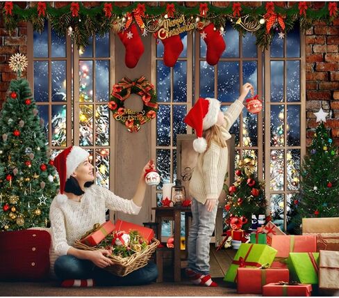 Winter Christmas Backdrop 10x8ft Merry Christmas Photo Backdrop for Photography Window Xmas Tree Gift Background Christmas Party Backdrop Decoration Kids Adults Family Xmas Eve Party Props in Saudi Arabia
