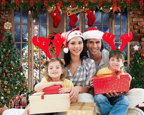 Winter Christmas Backdrop 10x8ft Merry Christmas Photo Backdrop for Photography Window Xmas Tree Gift Background Christmas Party Backdrop Decoration Kids Adults Family Xmas Eve Party Props in Saudi Arabia