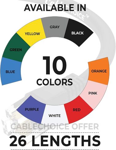Cat6 Ethernet Cable (10 Feet - Black) UTP - Computer Network Cable with Snagless Connector - RJ45 10Gbps High Speed LAN Internet Patch Cord - Available in 28 Lengths and 10 Colors in Saudi Arabia