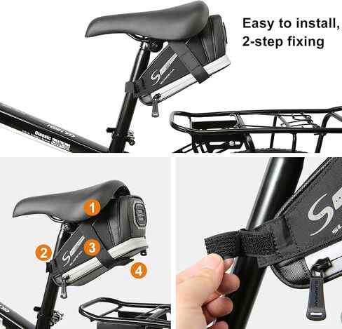 Bike Saddle Bag with Rear Buckle Taillight, Reflective Logo, Multiple Light Modes in Saudi Arabia