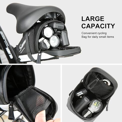 Bike Saddle Bag with Rear Buckle Taillight, Reflective Logo, Multiple Light Modes in Saudi Arabia