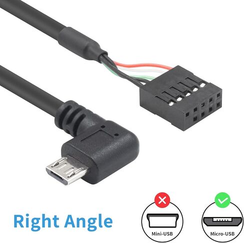 Duttek رأس USB إلى كابل Micro USB، Micro USB إلى رأس اللوحة الأم، Micro USB ذكر إلى 9 دبوس محول أنثى اللوحة الأم Dupont Cable.1.65FT/50CM in Saudi Arabia