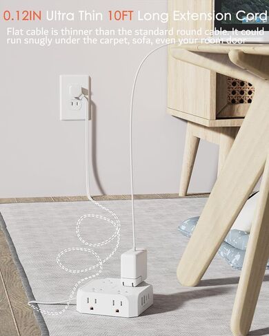 2 Prong Power Strip, WRXDMC 2 Prong to 3 Prong Outlet Adapter, 1400J Two Prong Surge Protector, 5ft Extension Cord, 8 AC Outlets with 2 USB C Port and 2 USB A Port, Wall Mountable, Ideal for Old House in Saudi Arabia