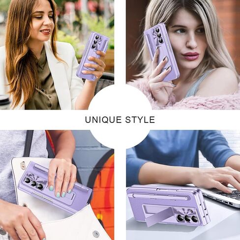 Miimall متوافق مع حافظة Samsung Galaxy Z Fold 5 مع قلم S وقلم ستايلس مع حامل قلم + واقي شاشة من الزجاج المقسى + حافظة جلدية شاملة بالكامل لهاتف Galaxy Z Fold 5 2023 (أرجواني) in Kuwait