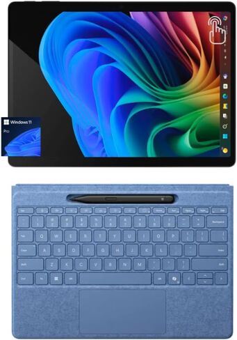 تابلت مايكروسوفت سيرفس برو 2 في 1 مع لوحة مفاتيح Sapphire Flex وقلم رفيع، شاشة لمس 13 بوصة، Snapdragon X Plus، ذاكرة الوصول العشوائي 16 جيجابايت، 2 تيرابايت SSD، Copilot+ PC، لوحة مفاتيح Alcantara، ويندوز 11 برو، أسود in Saudi Arabia