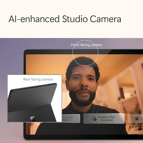 تابلت مايكروسوفت سيرفس برو 2 في 1 مع لوحة مفاتيح Sapphire Flex وقلم رفيع، شاشة لمس 13 بوصة، Snapdragon X Plus، ذاكرة الوصول العشوائي 16 جيجابايت، 2 تيرابايت SSD، Copilot+ PC، لوحة مفاتيح Alcantara، ويندوز 11 برو، أسود in Saudi Arabia