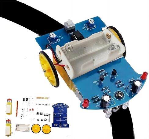 WWZMDiB-DIY مجموعة التعلم، مجموعة المكونات الإلكترونية التمهيدية، هدية عيد ميلاد، ديكورات سطح المكتب (مجموعة لحام DIY الممتعة، D2-1 خط تتبع ذكي للسيارة الذكية) in Kuwait