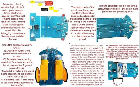 WWZMDiB-DIY مجموعة التعلم، مجموعة المكونات الإلكترونية التمهيدية، هدية عيد ميلاد، ديكورات سطح المكتب (مجموعة لحام DIY الممتعة، D2-1 خط تتبع ذكي للسيارة الذكية) in Kuwait