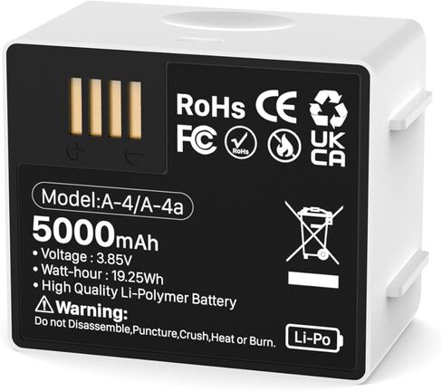 حزمة واحدة من بطارية بديلة لـ Arlo pro 4، 2024 بطارية ليثيوم عالية السعة 5000 مللي أمبير في الساعة، متوافقة مع كاميرا Arlo Pro 5/5S 2K/Arlo Pro 3/Pro 4/Ultra/Ultra 2 in Kuwait