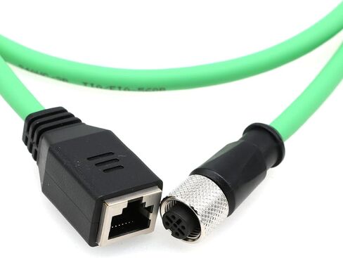 M12 4 Pin Plug to RJ45 Cable Connector M12 A-Code to RJ45 Female High Flex Cat6 Shielded Field Wireable Cable Assembly Industrial Gigabit Extension Network Line (Male to Female, 1M/3.3FT) in Kuwait