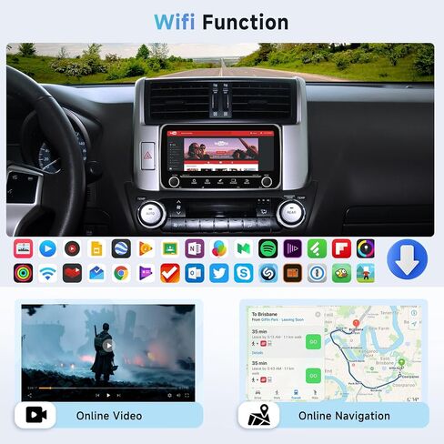 2+64G ستيريو سيارة مزدوج Din Android Car Radio Wireless Carplay Android Auto، 10.25 بوصة HD 1280 * 480p شاشة لمس وحدة رئيسية GPS Navi WiFi EQ Bluetooth SWC كاميرا احتياطية، أزرار مادية، DVR in Saudi Arabia