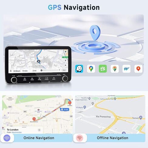 2+64G ستيريو سيارة مزدوج Din Android Car Radio Wireless Carplay Android Auto، 10.25 بوصة HD 1280 * 480p شاشة لمس وحدة رئيسية GPS Navi WiFi EQ Bluetooth SWC كاميرا احتياطية، أزرار مادية، DVR in Saudi Arabia