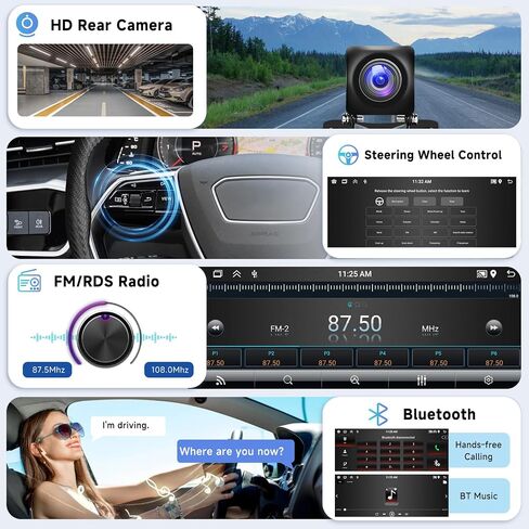 2+64G ستيريو سيارة مزدوج Din Android Car Radio Wireless Carplay Android Auto، 10.25 بوصة HD 1280 * 480p شاشة لمس وحدة رئيسية GPS Navi WiFi EQ Bluetooth SWC كاميرا احتياطية، أزرار مادية، DVR in Saudi Arabia