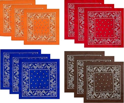 Hibaly 100% Cotton Classic Unisex Bandanas (12 Pack), Brown in Saudi Arabia
