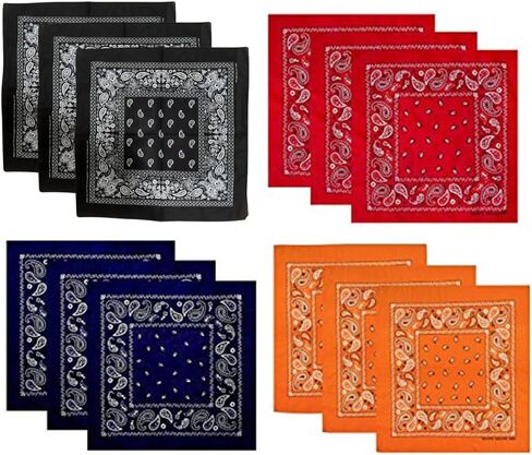 Hibaly 100% Cotton Classic Unisex Bandanas (12 Pack), Brown in Saudi Arabia